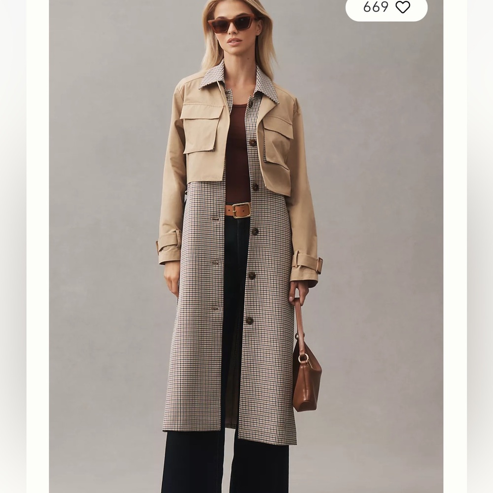Anthropologie Tan and Brown MARE MARE
TWOFER VEST
TRENCH COAT Dress sz XS